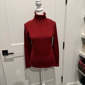 Ann Taylor Silk Blend Dark Red Turtleneck Sweater XS